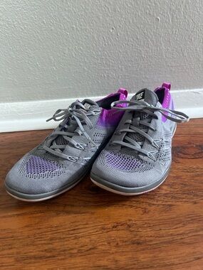 Nike Free TR Focus Flyknit Running Shoes - Women's Size 8 Gray Purple